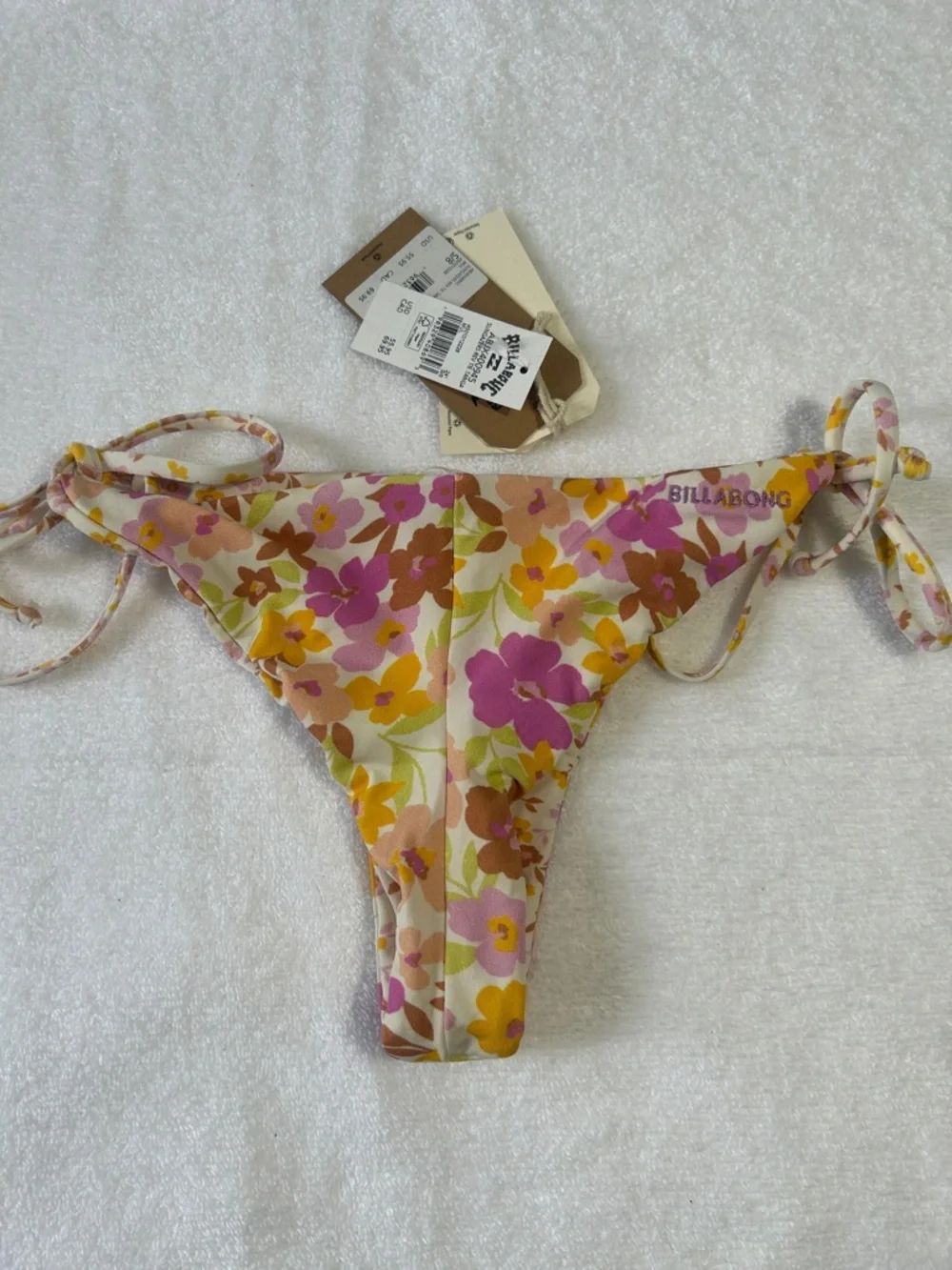 Billabong Small Bottoms Bikini Sungazers Reversible Tie Tanga Multi floral NWT - Picture 6 of 13